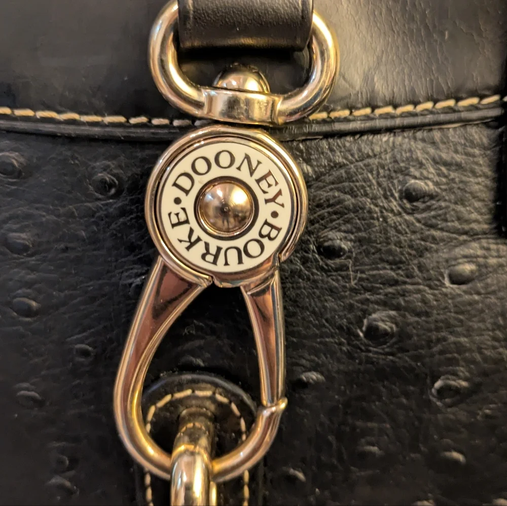 Classy Rare Dooney & Bourke Amelie Black Ostrich Leather Tote NWOT W Dust Bag
